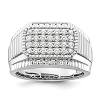14k WhiteGold Lab Grown Diamond Mens Ring Measures 5.33mm Thick Size 10.00 Jewelry for Men