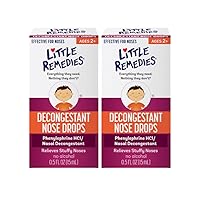 Little Remedies Decongestant Nose Drops | Phenylephrine HCI/Nasal Decongestant | Relieves Stuffy Nose Due to Cold | No Alcohol| 0.5 Oz Each (Pack of 2)
