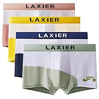 4 Pack of Men's Boxer Briefs Soft Breathable Underwear Pants Sexy Wide Waistband Boxer Shorts for Men