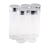 37x120mm 90ml Empty Jars Glass Bottle Storage with Aluminium Screw Cap Silver Metal Cap 24 units (24, 90ML-Silver Cap)
