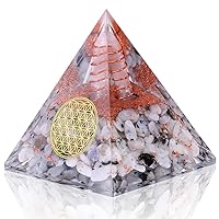 Rainbow Moonstone Orgone Pyramid Crystal for Success, Anti-Stress, Calmness, Growth, and Strength | Inspirational Healing Gemstone Pyramid for Positive Energy and Balance