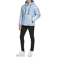 GUESS Men's Mid-Weight Puffer Jacket with Logo Sleeve