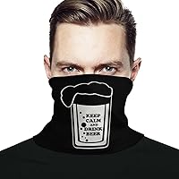 Keep Calm and Drink Beer Face Mask Unisex Neck Gaiter Seamless Face Cover Scarf Bandanas with Drawstring for Cycling Hiking