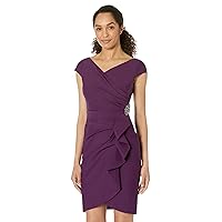 Alex Evenings Women's Short Slimming Cap Sleeve Dress with Surplice Neckline