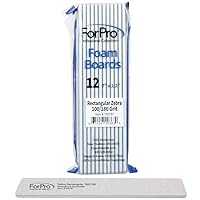ForPro Rectangular Foam Boards, Zebra, 100/180 Grit, Double-Sided Manicure and Pedicure Nail Files, 7” L x 1.1” W, 12-Count