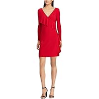 American Living Womens Solid Ruffled Dress, Red, 12