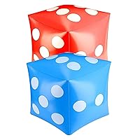 Inflatable Dice, Inflatable Dice 2PCS 11.8x11.8 Inch Big Dice PVC Large Blow up Dice for Indoor Outdoor Beach Pool Party Game Blue and Red, Large Dice