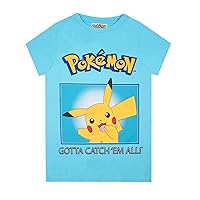 Pokemon T-Shirt Boys Pikachu Gotta Catch Em All Kids Girls Blue Top