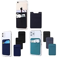Phone Wallet Stick on,Phone Card Holder for Back of Phone Case with Flap 6Pcs and Double Pocket Credit Card Holder for Cell Phone 2Pcs for iPhone, Android, Samsung