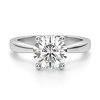 Riya Gems 1.80 CT Round Moissanite Engagement Ring Wedding Eternity Band Vintage Solitaire Halo Setting Silver Jewelry Anniversary Promise Vintage Ring Gift