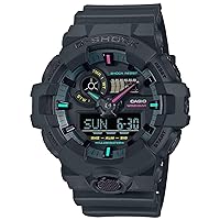 G-Shock Casio GA700MF-1A Fluorescent Multicolor Dial Band Matte Black Watch