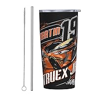 Martin Truex Jr 19 Insulated Tumbler 20oz Tumbler With Lids And Metal Straws Stainless Steel Vacuum Insulated Travel Mug Coffee Cup Indoor Outdoor Ice Drinks Hot Beverage
