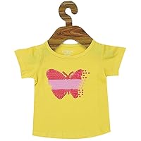 UNIR Baby Girls Cotton Applique Hand Swipe Reversible Butterfly Double Sided Sequin Work T-Shirt