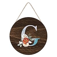 Personalized Initial Monogram G Wooden Plaque, Initial Letters Decor Wood Hanging Sign, Aesthetic Feminine Girls 26 Letters Wood Sign Decor for Front Porch,Office,Wall Decor 8 Inch