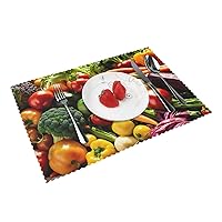 Vegetable Fruit Print Dining Table Placemats Set of 4,Table Mats for Home Kitchen Dining Decor 12 X 18 Ininches,Washable