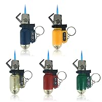 Navpeak Rechargeable Mini Gas Lighter Windproof Blue Flame Jet Torch Lighters with Keychain,Pack of 5