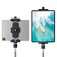 iPad and Phone Tripod Mount Adapter with Ball Head, iPad Holder for Tripod, 360 Rotatable Tablet Clamp Mount fits iPad Pro 12.9, iPad Air Mini 3 4, Galaxy Tab, Surface Pro, Selfie Stick(5.3-10.6