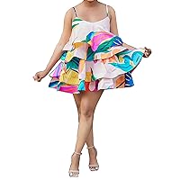 XJYIOEWT Long Sundresses for Women 2024, 2023 New Women's Clothing Layered Printing Plastic Fishbone Suspender Dress pl