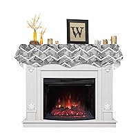 Retro Mantel Scarf, Farmhouse Rooster Chicken Black White Fireplace Mantel Scarf Mantel Shelf Top Scarf Runner for Seasonal Holiday Decorations Indoor Home Living Room