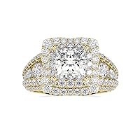 VVS Solitaire Diamond Ring 5 Carat Princess & Round Moissanite Diamond With 18k White/Yellow/Rose Gold Wedding Ring For Women