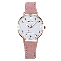 Fashion Teenager's Leather Watch: Lightweight PU Leather Band Luminous Hands Arabic Numerals Scale Analog Quartz Student Womens Watches - Black