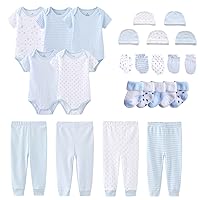 Newborn Layette Gift Set Bodysuits Pants for Baby Girl and Boy 24 Piece 100% Cotton Essentials and Accessories