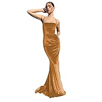 Women’s Velvet Prom Dress Spaghetti Straps Evening Dress Mermaid Cocktail Party Dresses with Open Back