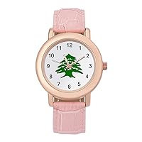 Lebanese Flag Logo Casual Watches for Women Classic Leather Strap Quartz Wrist Watch Ladies Gift