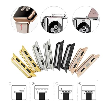 Watch Strap Connector Stainless Steel Adapter Replaceable Metal Connection Adapter Connection Watch Strap with Replacement Tool Compatible with Apple Watch Band