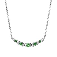 Amazon Collection 0.22 cttw Lab Grown Diamond and Gemstone 925 Sterling Silver Curved Cluster Bar Pendant Necklace (H-I Color, I1 Calarity)