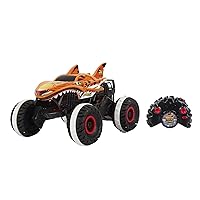 Hot Wheels Monster Trucks, Remote Control Car, Monster Truck Toy with All-Terrain Wheels, 1:15 Scale Unstoppable Tiger Shark RC