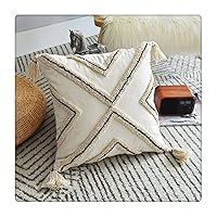 Minimalist Style Tufted Cushion Cover 45X45Cm Tassel Pillowcase Handmade Cushion Cover Home Decoration Living Room Bedroom (Color : Style C)