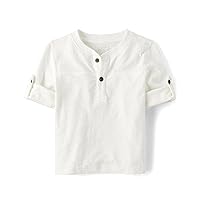 The Children's Place Baby Boys' and Toddler Long Sleeve Rolled Cuff Henley Shirt