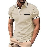 Men's V Neck Short Sleeve Sports Polos Golf Shirts Moisture Wicking Quick Dry Casual Slim Fit Performance Shirt Top S-3XL