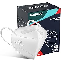 HALIDODO 60 Packs KN95 Face Mask, 5-Ply Comfortable Filter Safety Mask, Protective Face Cover Mask (White)
