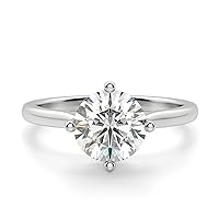 Siyaa Gems 1.80 CT Round Moissanite Engagement Ring Wedding Eternity Band Vintage Solitaire Halo Setting Silver Jewelry Anniversary Promise Ring Gift