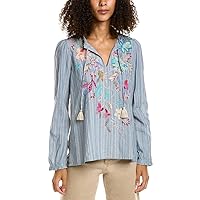 Johnny Was Women's Nico Ruffle Scarf Back Blouse