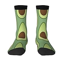 Mens Crew Socks Green-Avocados-Pattern Patterned Funny Novelty Cotton Crew Socks