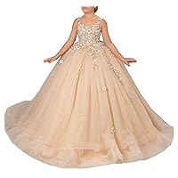Flower Girl Dress Lace Appliqued - Princess Dresses for Girls A Line Tulle Ball Gown