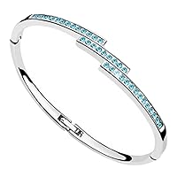 GWG Jewellery Cuff Bracelet Sterling Silver Coated 3 Overlapping Bars Paved with Coloured Stones in Gift Box for Women