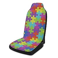 Colorful Puzzle Car Seat Covers Comfortable Car Seat Protector Interior for Fit Most Automotive 1PCS