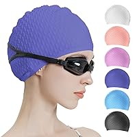 Tripsky Silicone Swim Cap,Comfortable Bathing Cap Ideal for Curly Short Medium Long Hair, Swimming Cap for Women and Men, Shower Caps Keep Hairstyle Unchanged…