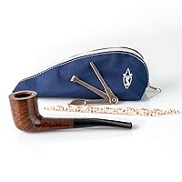 Savinelli One Kit - Wood Tobacco Pipe Set: Tobacco Pipe Tools, Zipper Pouch, Briar Pipe, Pipe Cleaners, Czech Pipe Tool, Polished Zulu Briar Pipe, Made in Italy, Smooth Finish, 404