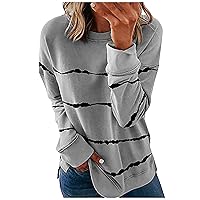 Women's Tops And Blouses Casual Contrast Color Long Sleeve Top Pullover Sweatshir Trendy, S-5XL