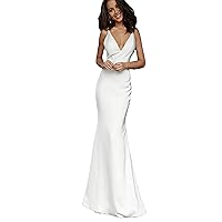 Andongnywell Women Sexy Backless Prom Dress Spaghetti Strap Evening Long Dress Sleeveless V-Neck Mermaid Party Gowns