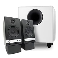 Audioengine HD3 Black Home Music System with S8 White Subwoofer and DS1 Stands