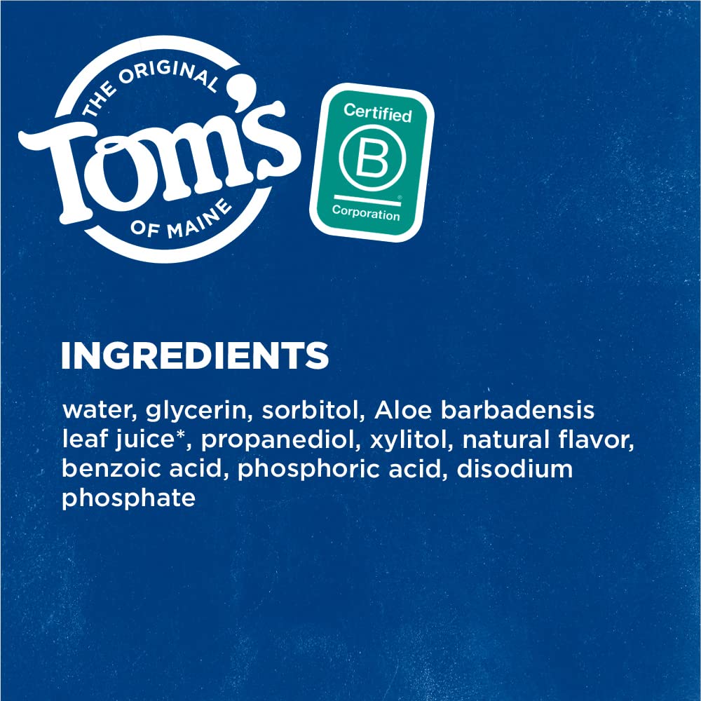 Tom's of Maine Whole Care Natural Fluoride Mouthwash, Fresh Mint, 16 oz. 6-Pack (Packaging May Vary)