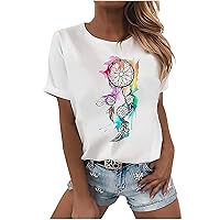 Fashion Shirts for Women Summer Casual Short-Sleeve Graphic Tees 2024 Stylish Funny Printed Cute Shirts Blouses Tops