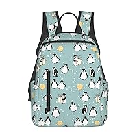 Penguin Balloon Snowflake Print Large-Capacity Backpack, Simple And Lightweight Casual Backpack, Travel Backpacks