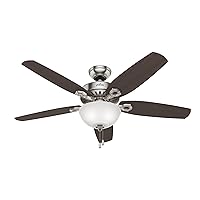 Hunter Fan Company 53090 Builder Deluxe Indoor Ceiling Fan with LED Light and Pull Chain Control, 52